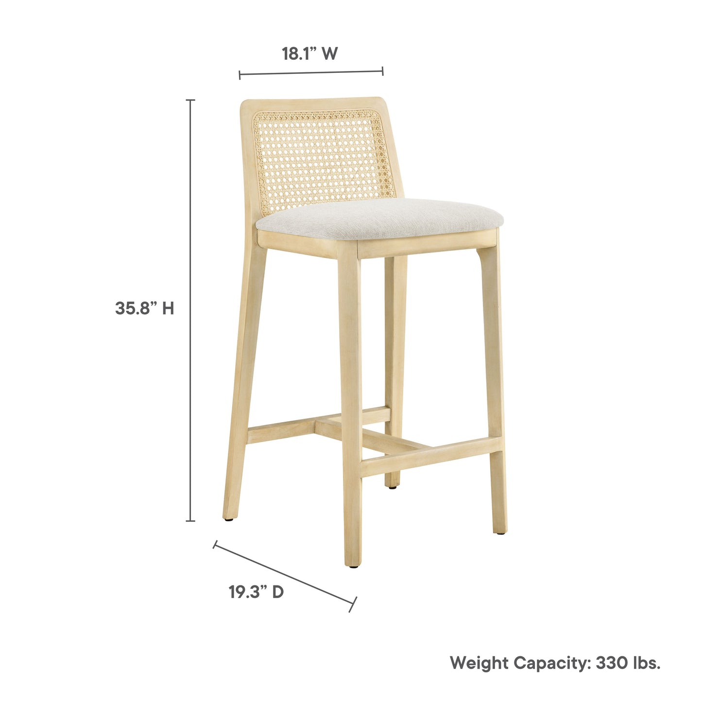 Monarch Wood and Rattan Bar and Counter Stool by Modway