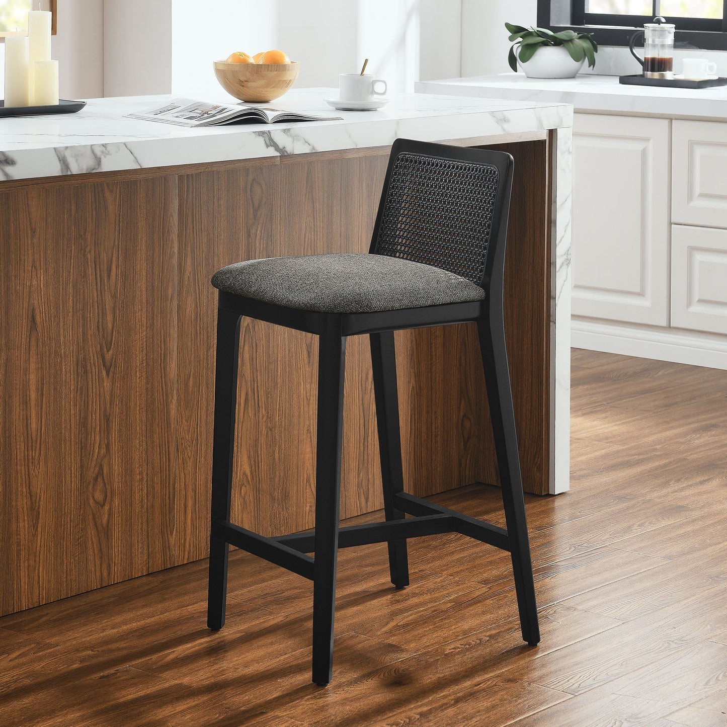 Monarch Wood and Rattan Bar and Counter Stool by Modway