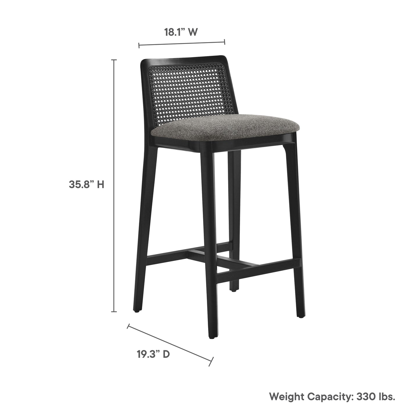 Monarch Wood and Rattan Bar and Counter Stool by Modway