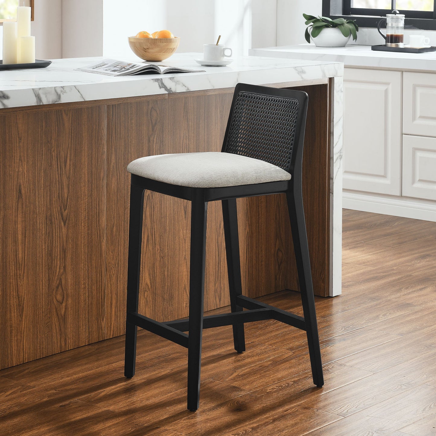 Monarch Wood and Rattan Bar and Counter Stool by Modway