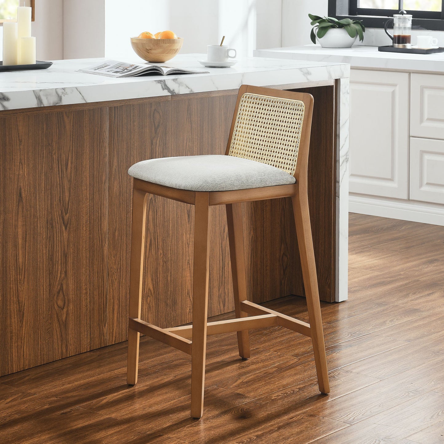 Monarch Wood and Rattan Bar and Counter Stool by Modway