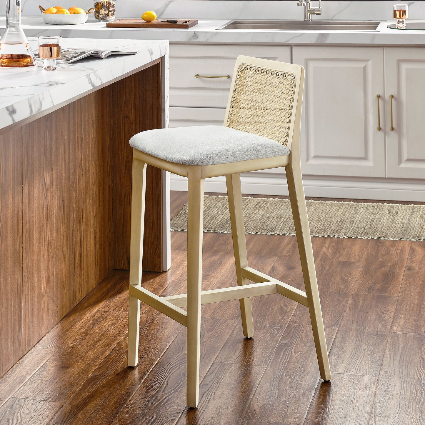 Monarch Wood and Rattan Bar and Counter Stool by Modway