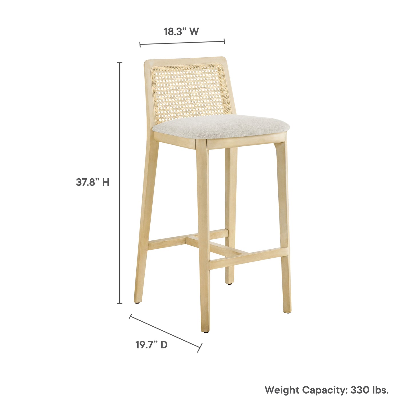 Monarch Wood and Rattan Bar and Counter Stool by Modway