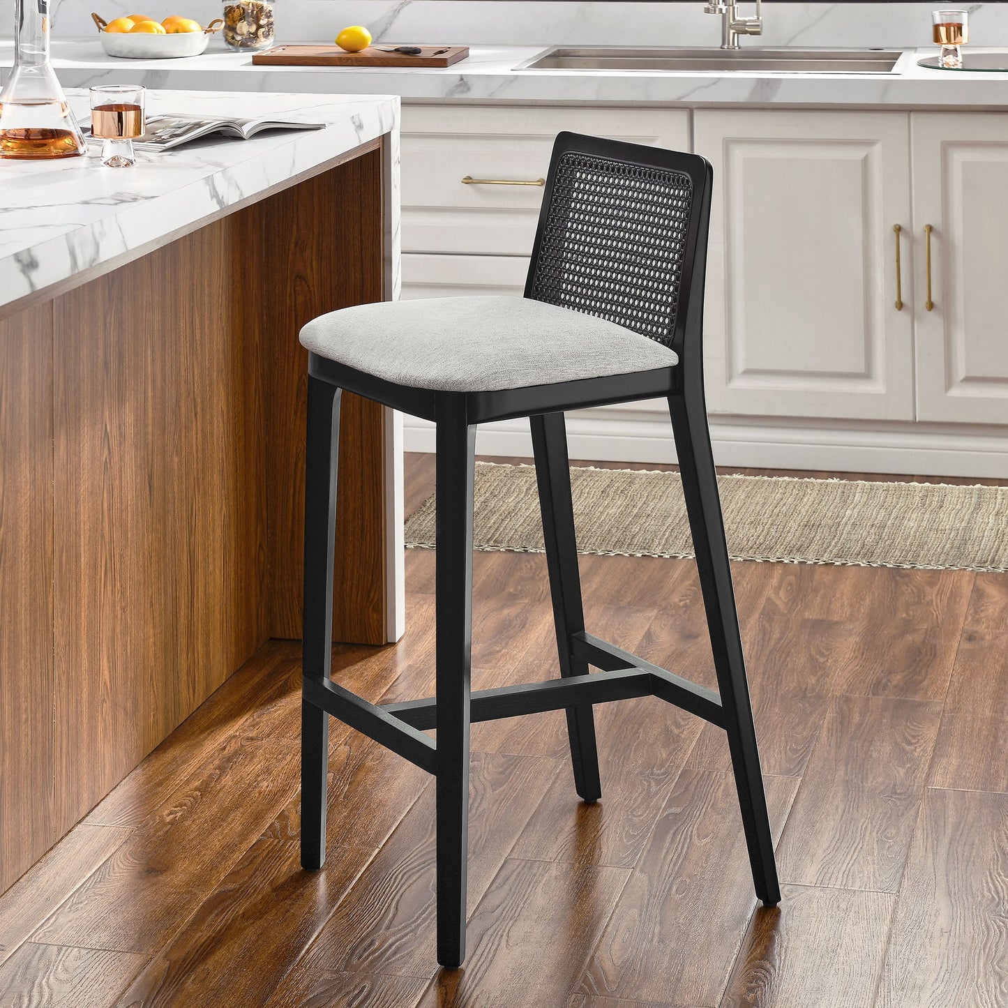 Monarch Wood and Rattan Bar and Counter Stool by Modway