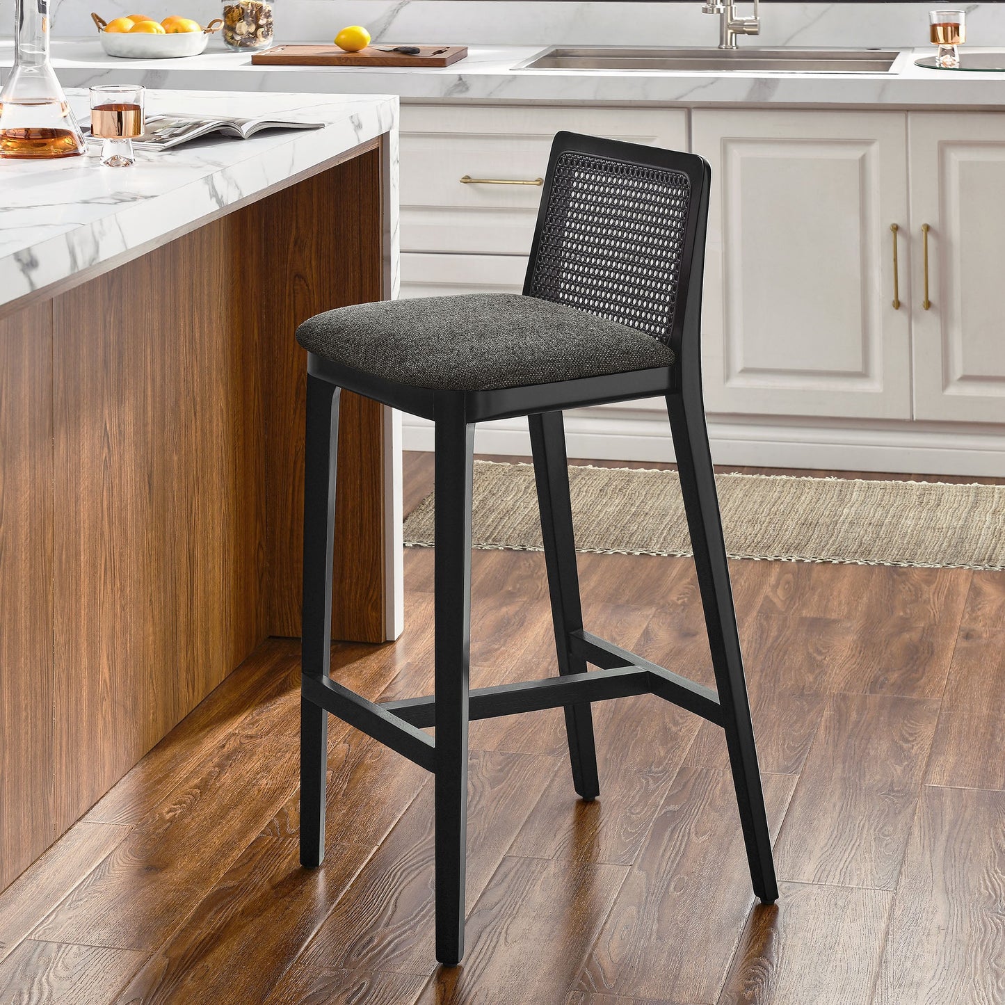 Monarch Wood and Rattan Bar and Counter Stool by Modway