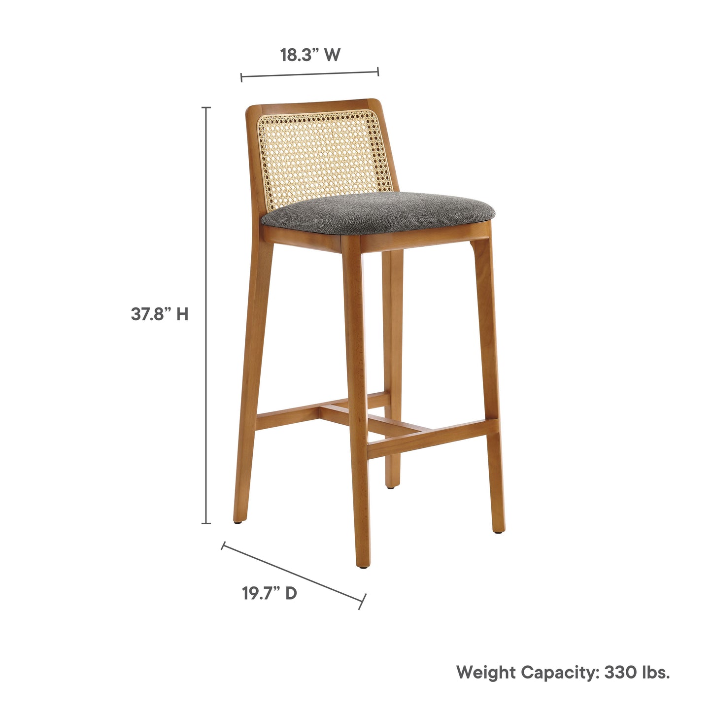 Monarch Wood and Rattan Bar and Counter Stool by Modway