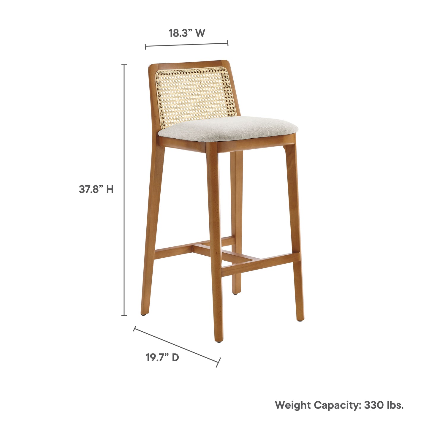 Monarch Wood and Rattan Bar and Counter Stool by Modway