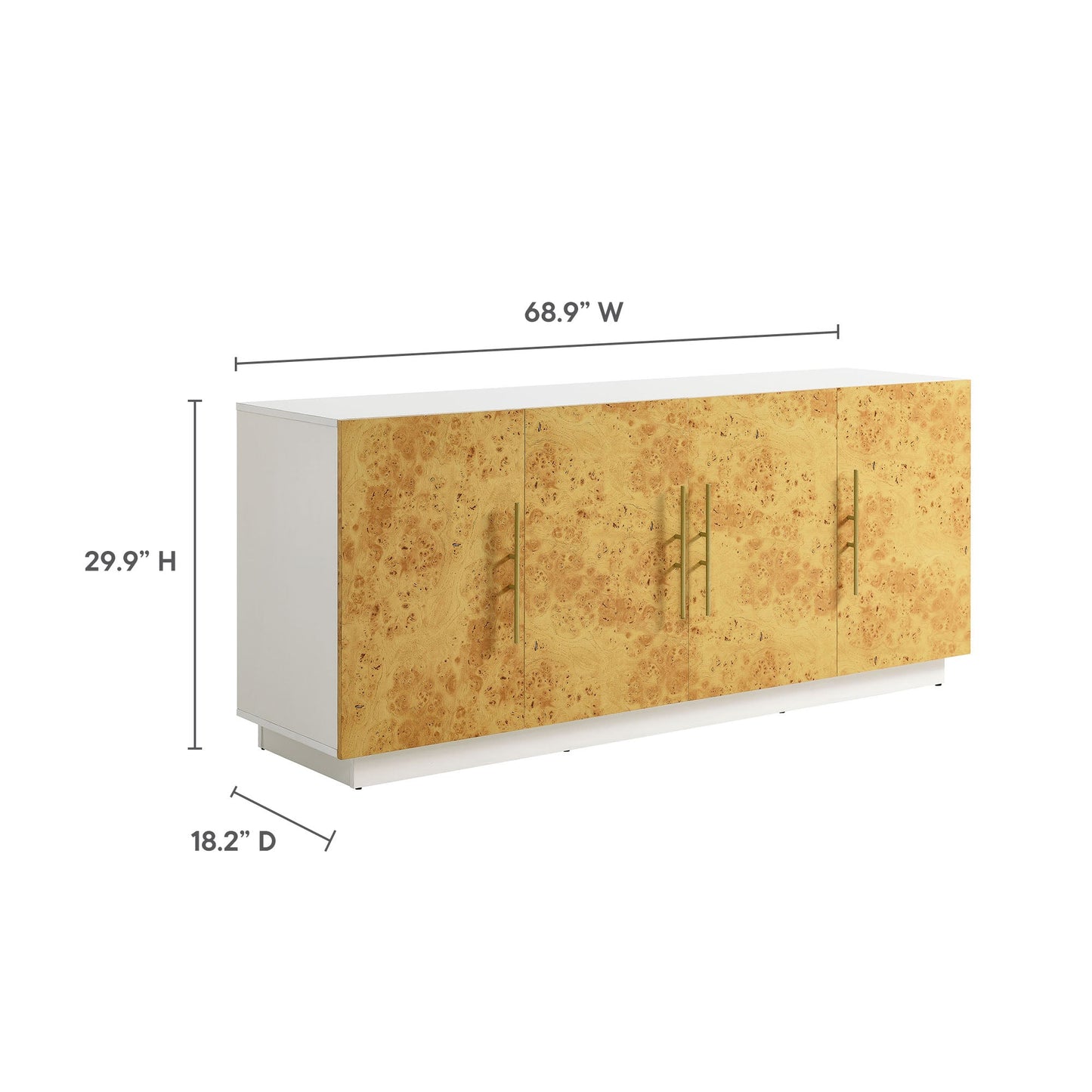 Abel 69 Inch Burl Wood Sideboard Buffet TV Stand by Modway EEI-6847-WHI-BUR
