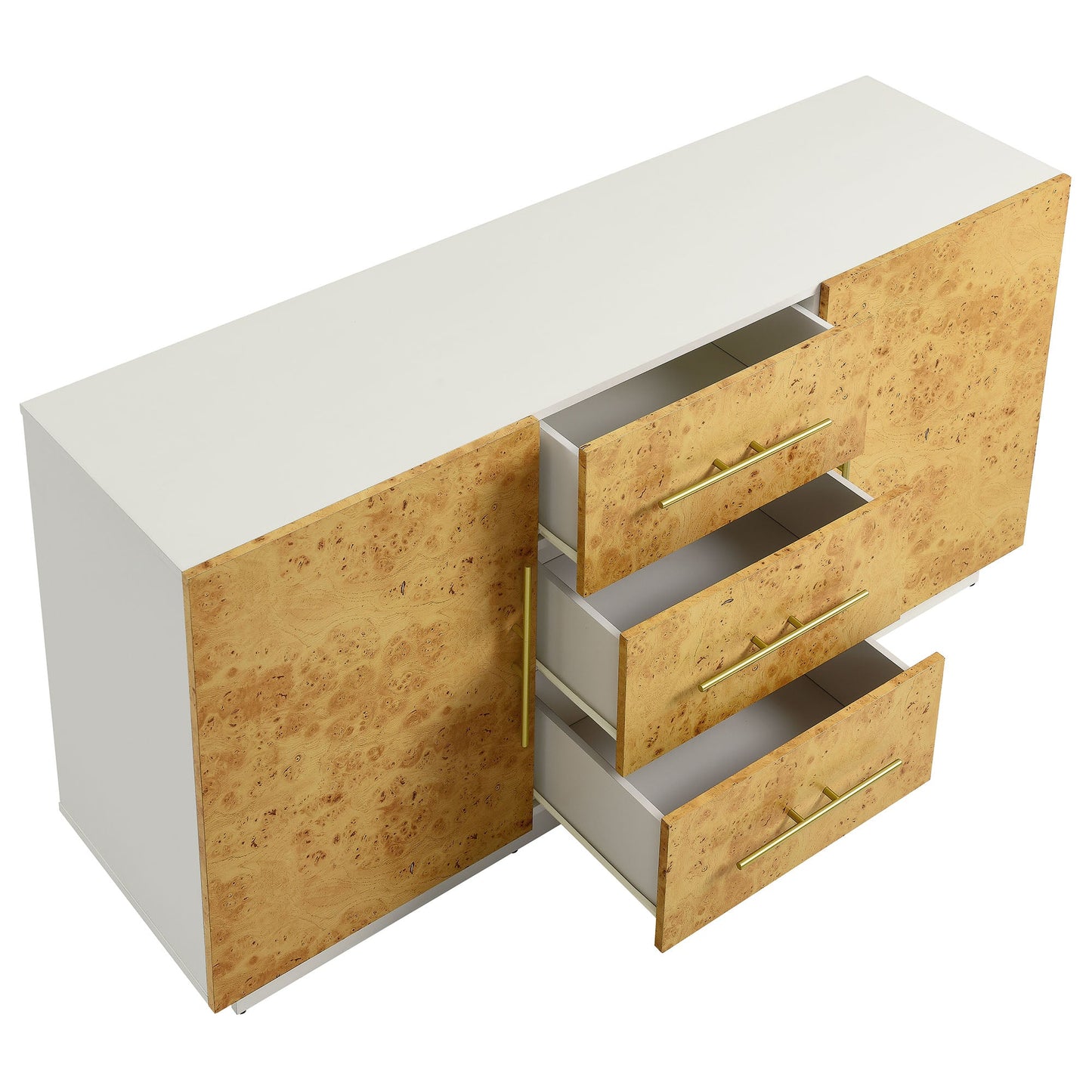 Abel 59 Inch Burl Wood Sideboard Buffet TV Stand by Modway EEI-6848-WHI-BUR