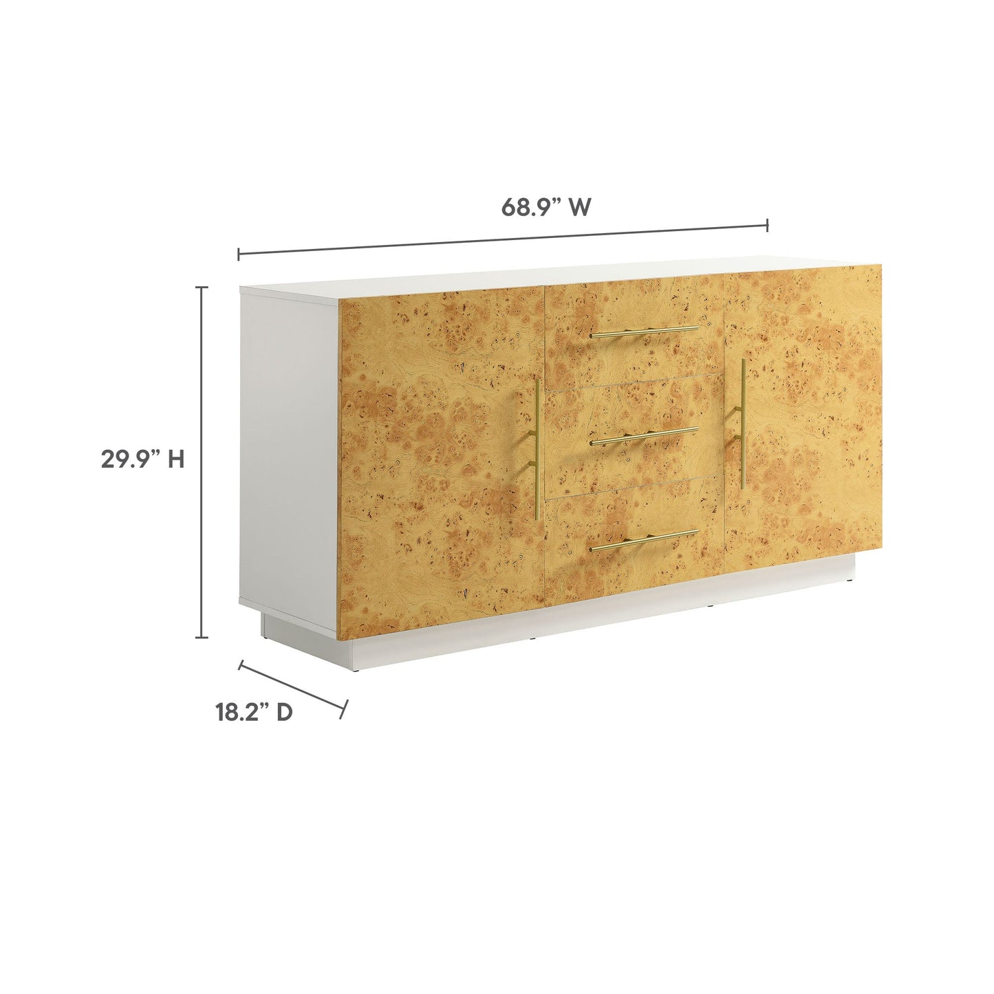 Abel 59 Inch Burl Wood Sideboard Buffet TV Stand by Modway EEI-6848-WHI-BUR