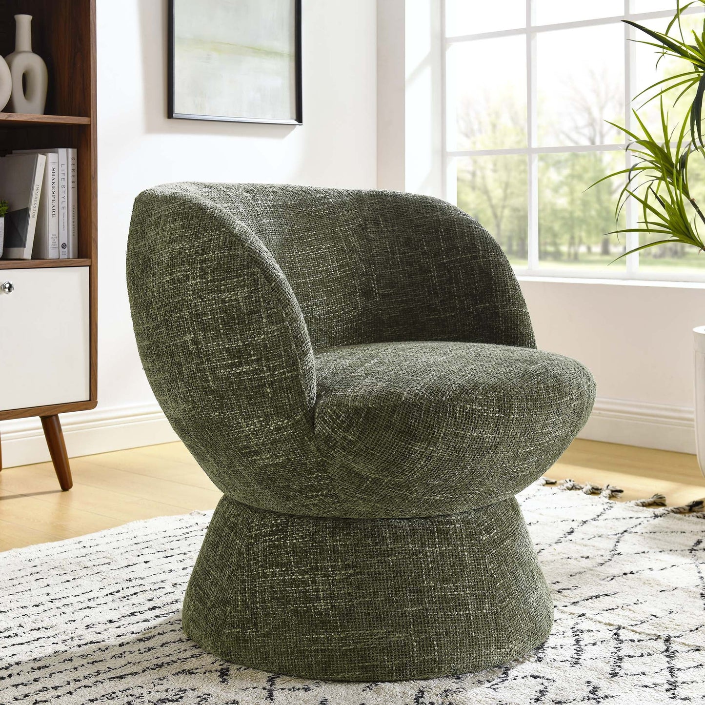 Vesta Chenille Fabric Upholstered Swivel Chair by Modway EEI-6863-BAS