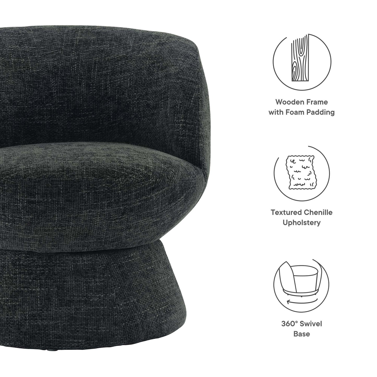 Vesta Chenille Fabric Upholstered Swivel Chair by Modway EEI-6863