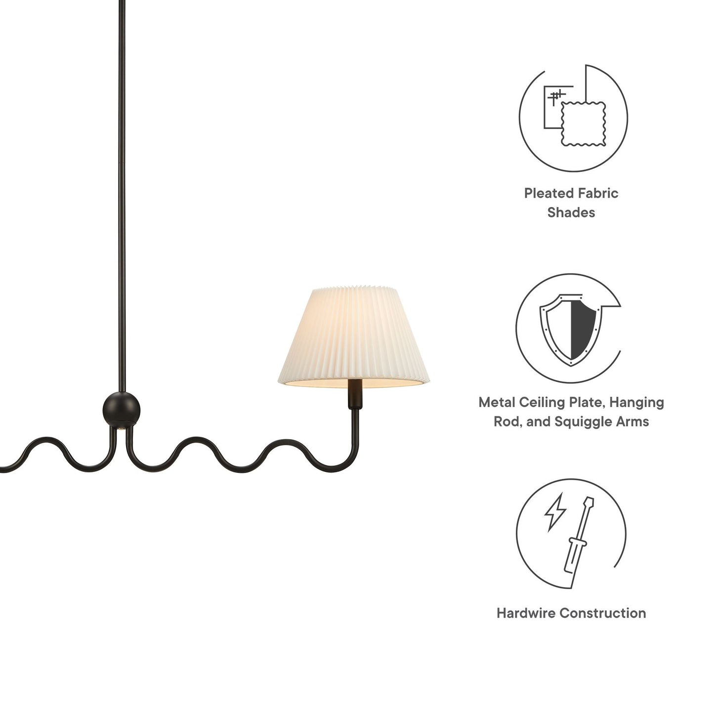 Wave Squiggle 2-Arm Pendant Light by Modway EEI-6874-BLK