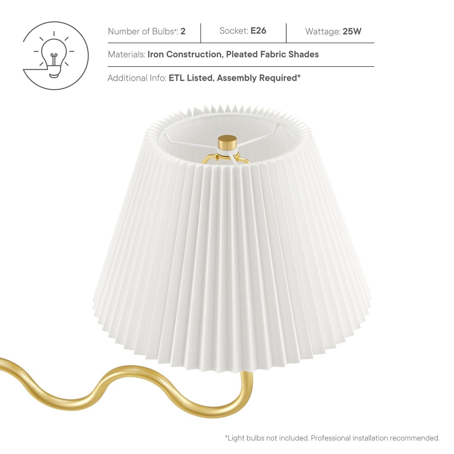 Wave Squiggle 2-Arm Pendant Light by Modway EEI-6874-BRA