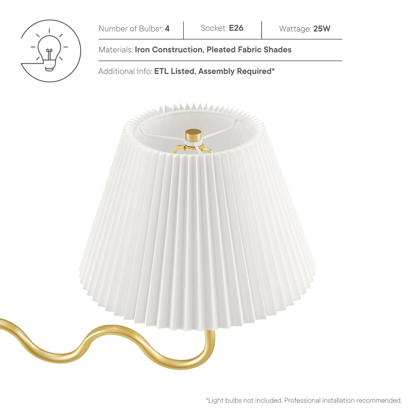 Wave Squiggle 4-Arm Pendant Light by Modway EEI-6875-BRA