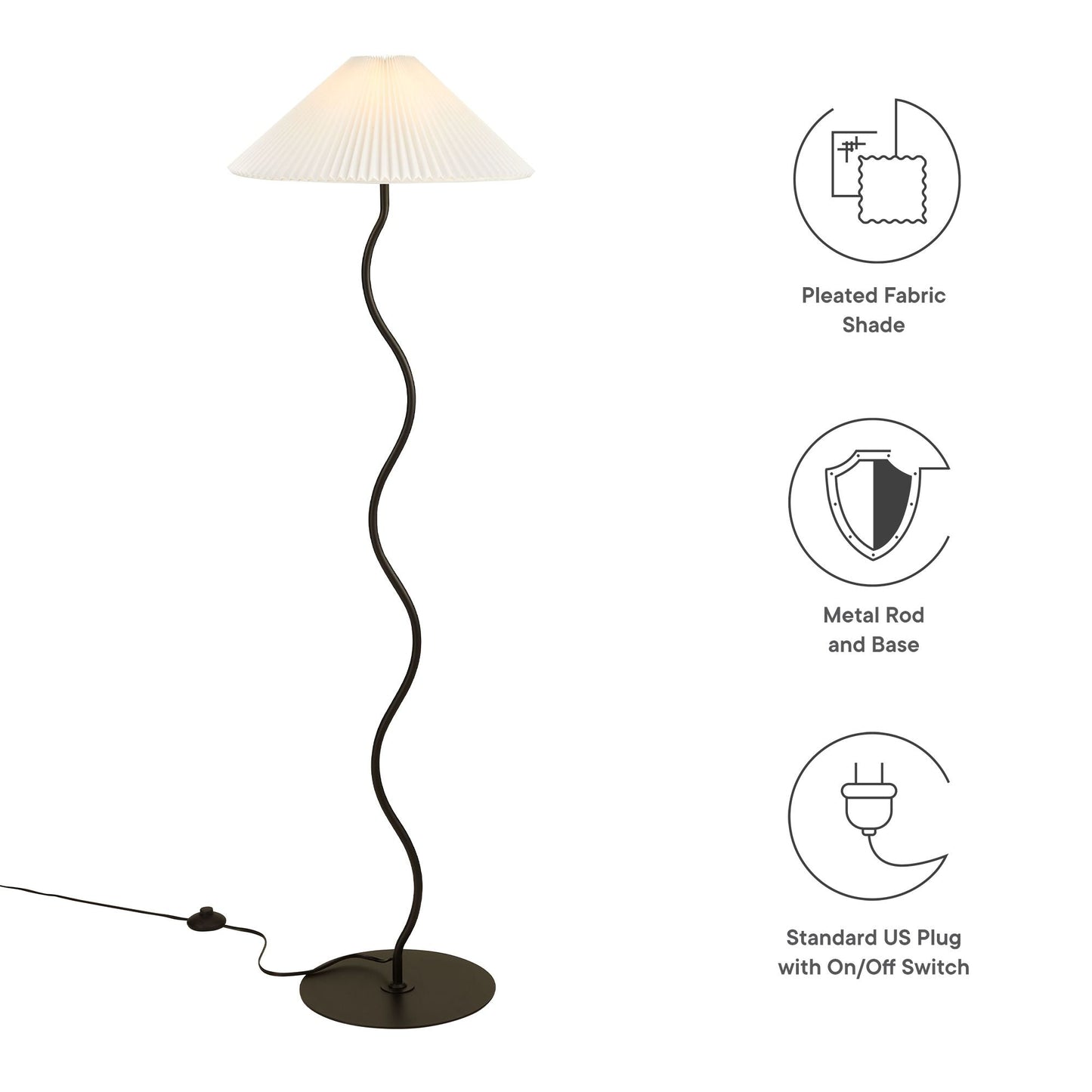 Wave Squiggle Floor Lamp by Modway EEI-6877-BLK
