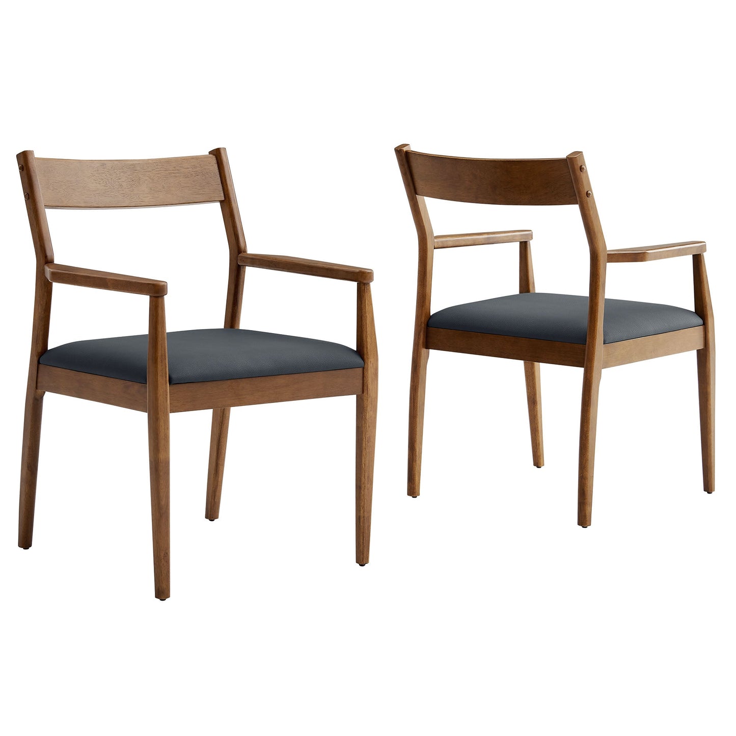 Solara Fabric and Vegan Leather Wood Dining Armchairs Set of 2 by Modway