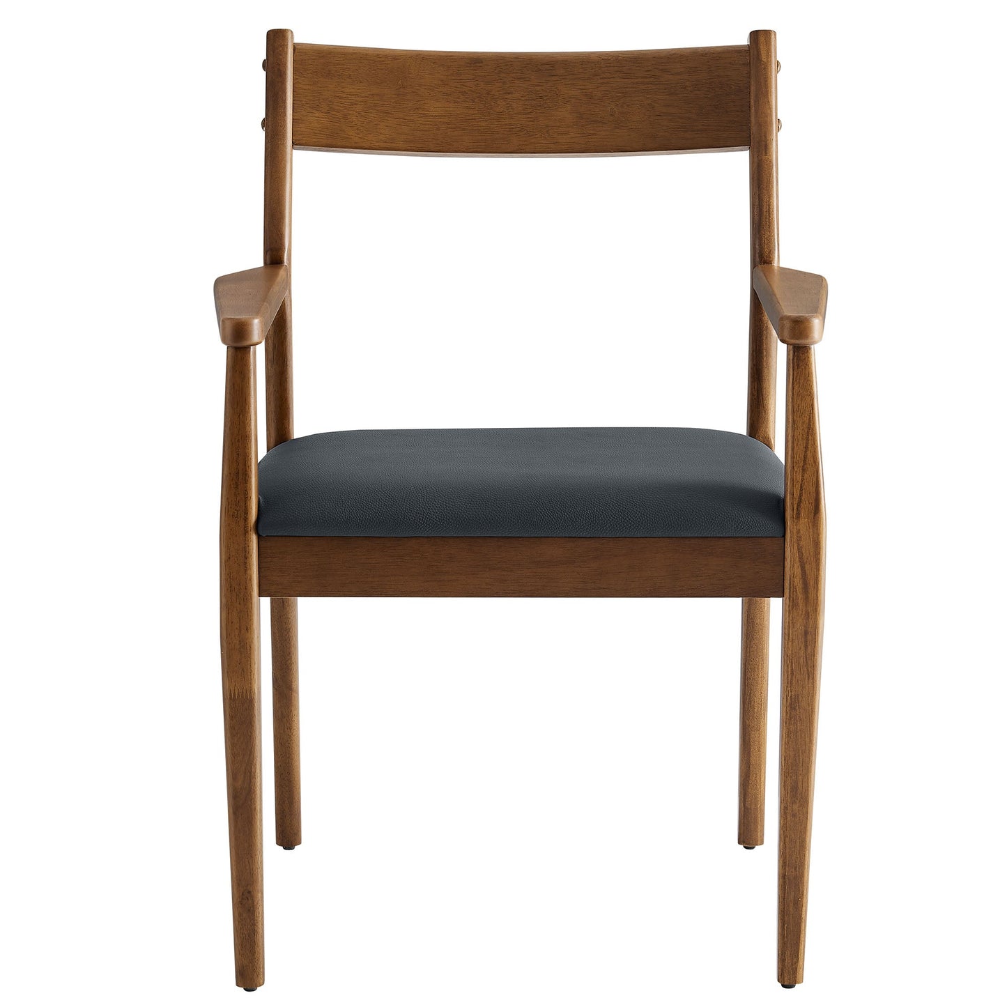 Solara Fabric and Vegan Leather Wood Dining Armchairs Set of 2 by Modway