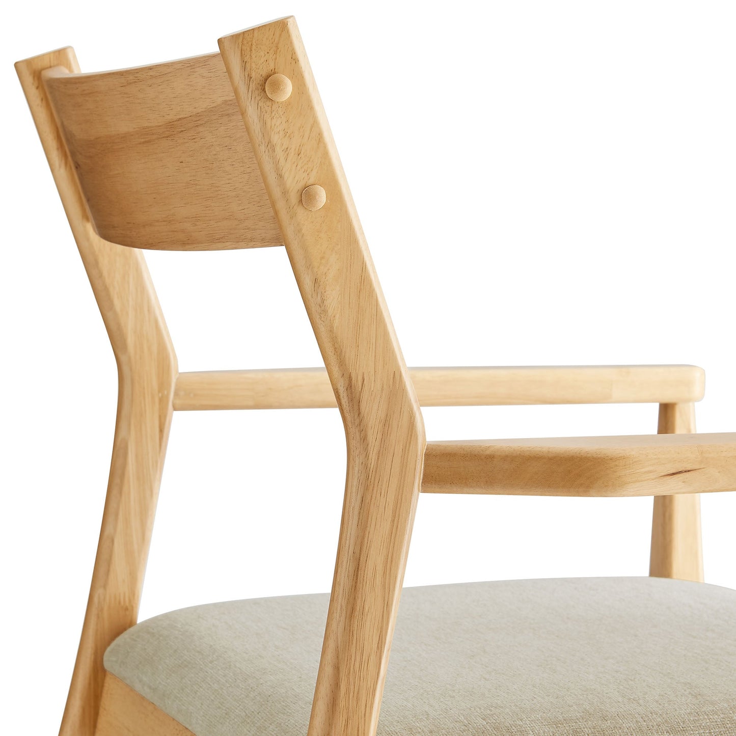 Solara Fabric and Vegan Leather Wood Dining Armchairs Set of 2 by Modway