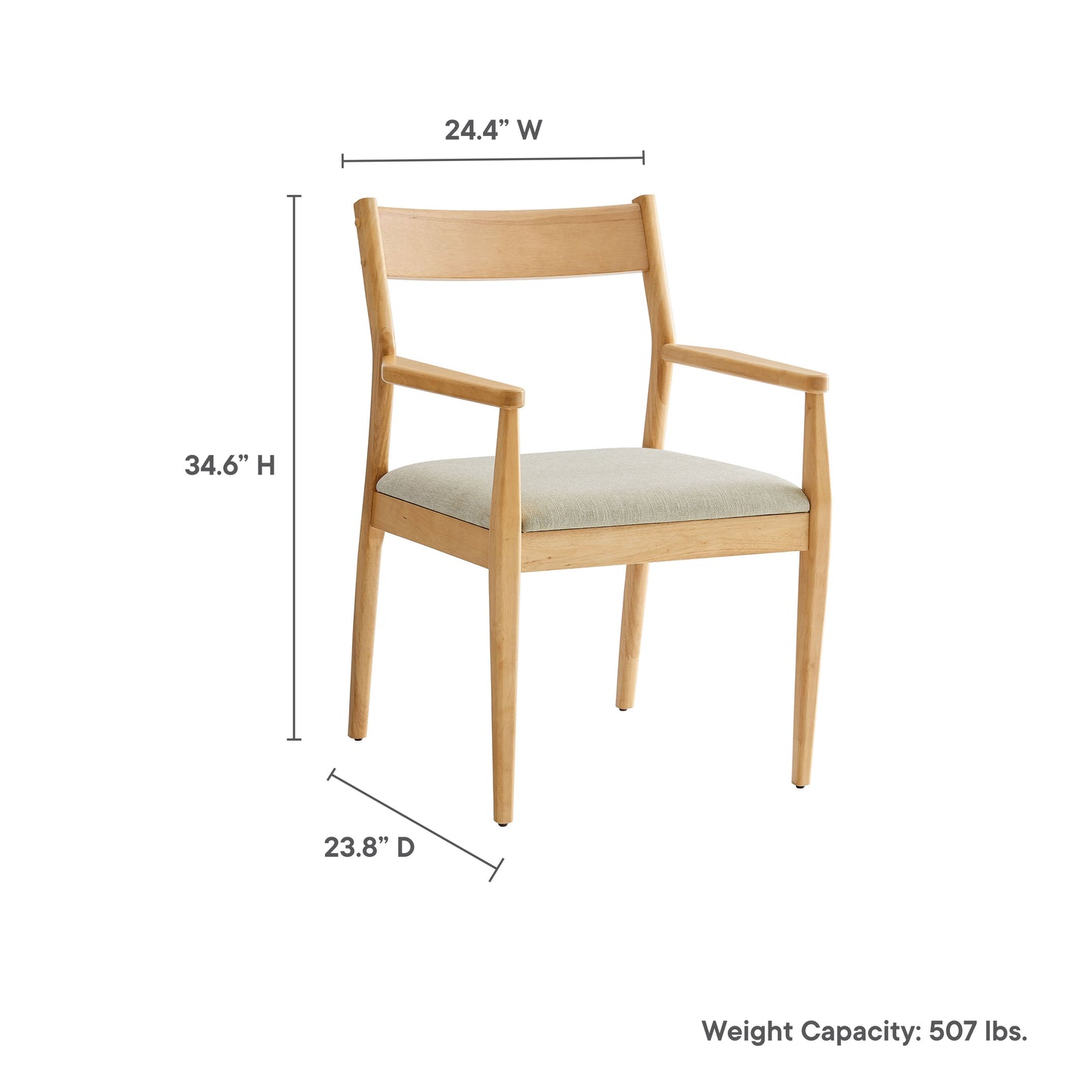 Solara Fabric and Vegan Leather Wood Dining Armchairs Set of 2 by Modway