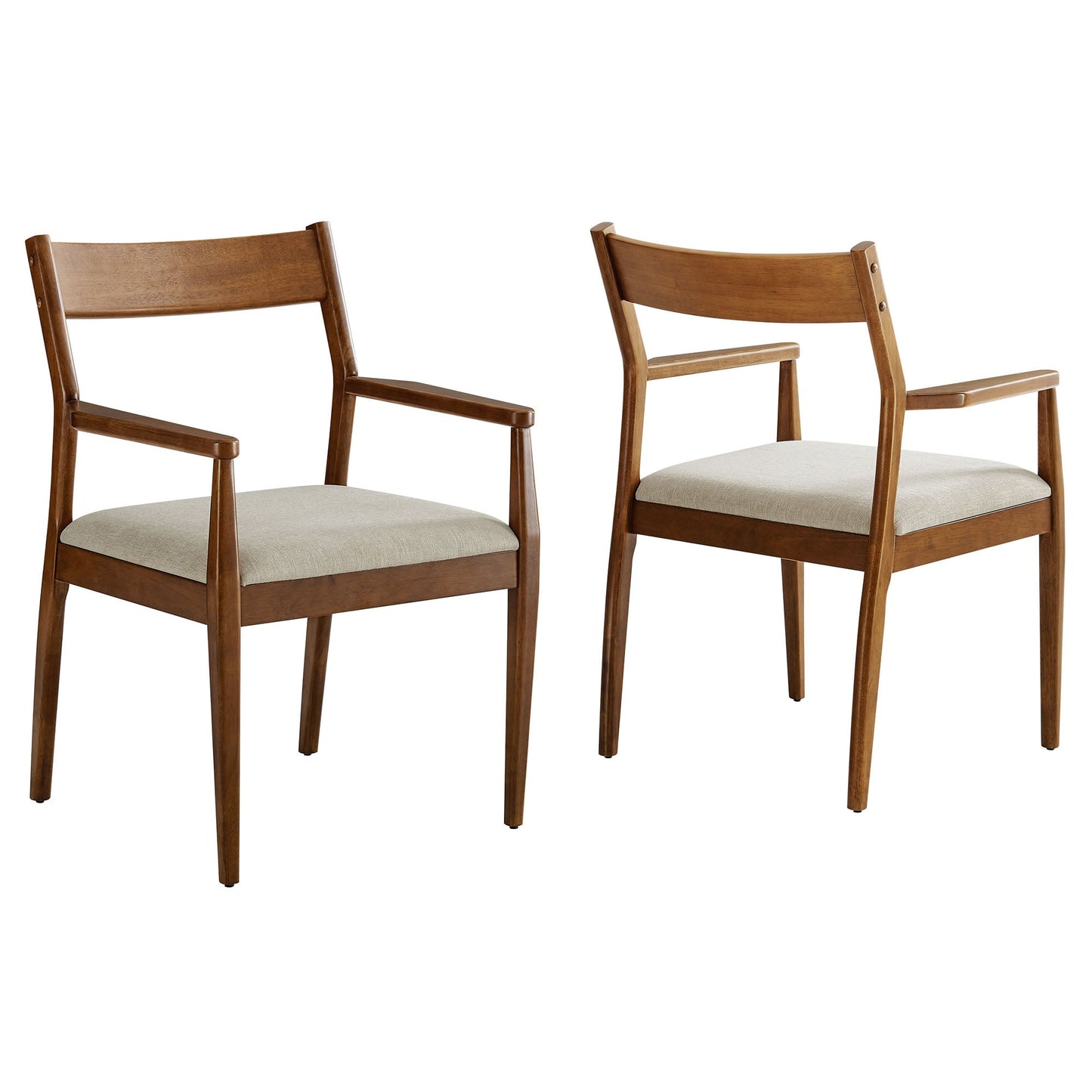 Solara Fabric and Vegan Leather Wood Dining Armchairs Set of 2 by Modway