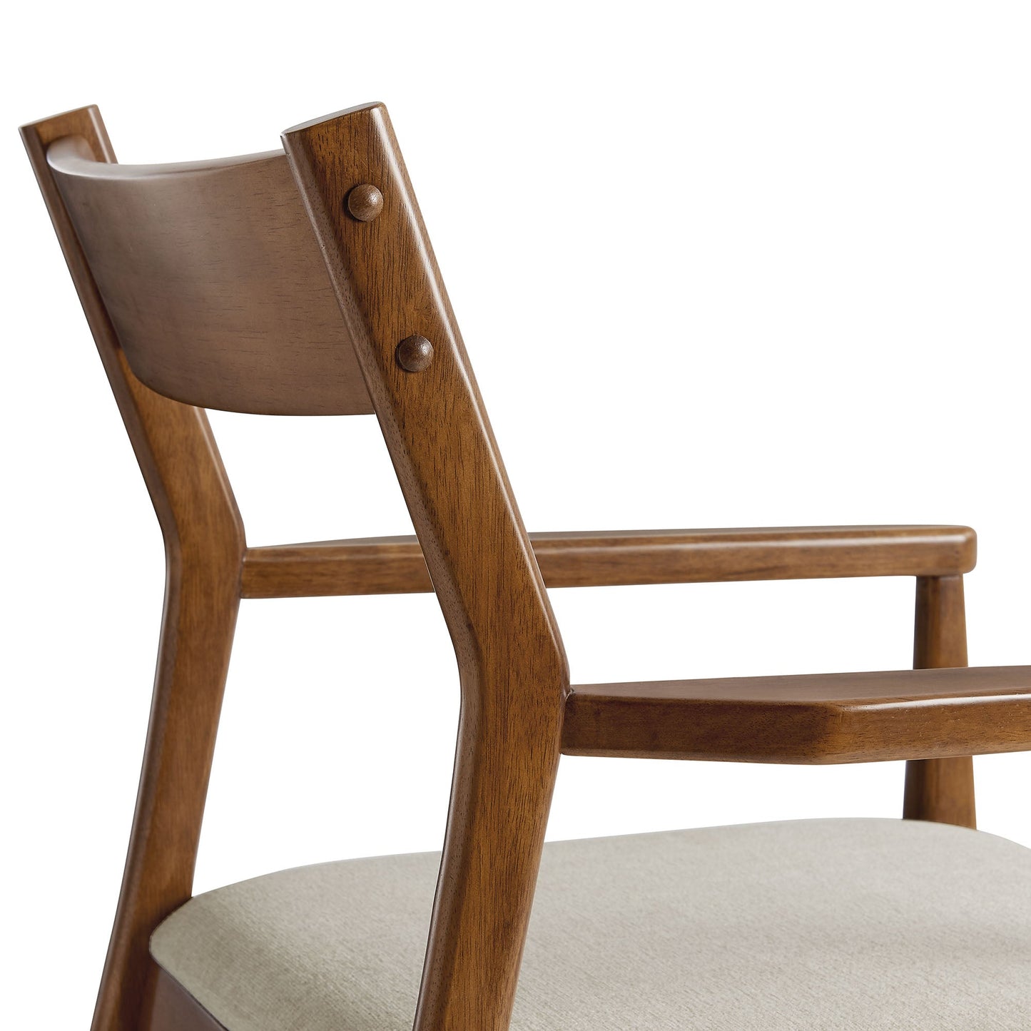 Solara Fabric and Vegan Leather Wood Dining Armchairs Set of 2 by Modway