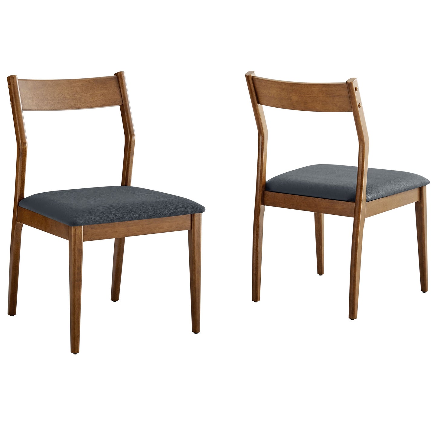 Solara Fabric and Vegan Leather Wood Dining Side Chairs Set of 2 by Modway