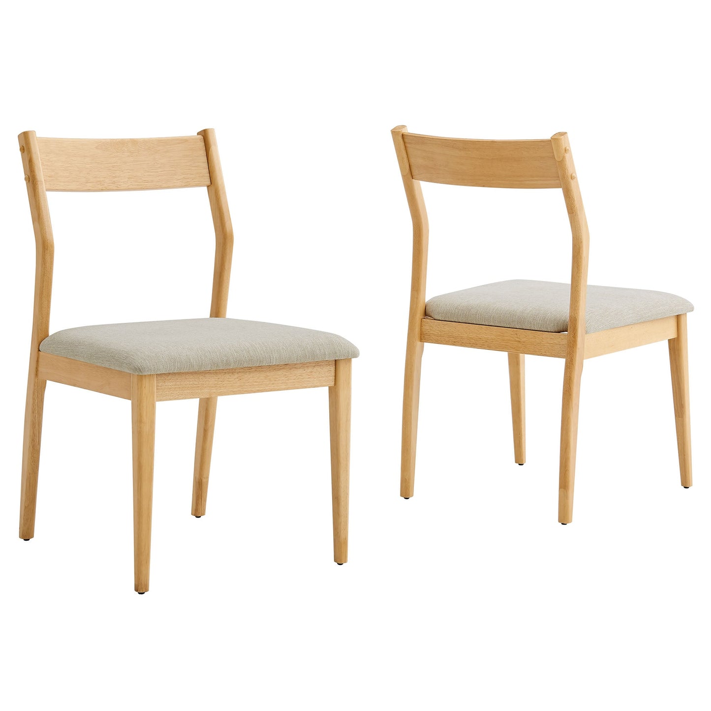 Solara Fabric and Vegan Leather Wood Dining Side Chairs Set of 2 by Modway
