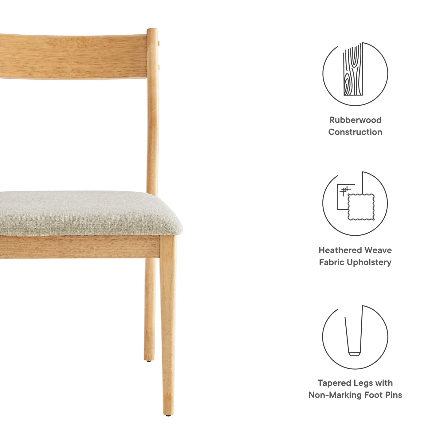 Solara Fabric and Vegan Leather Wood Dining Side Chairs Set of 2 by Modway