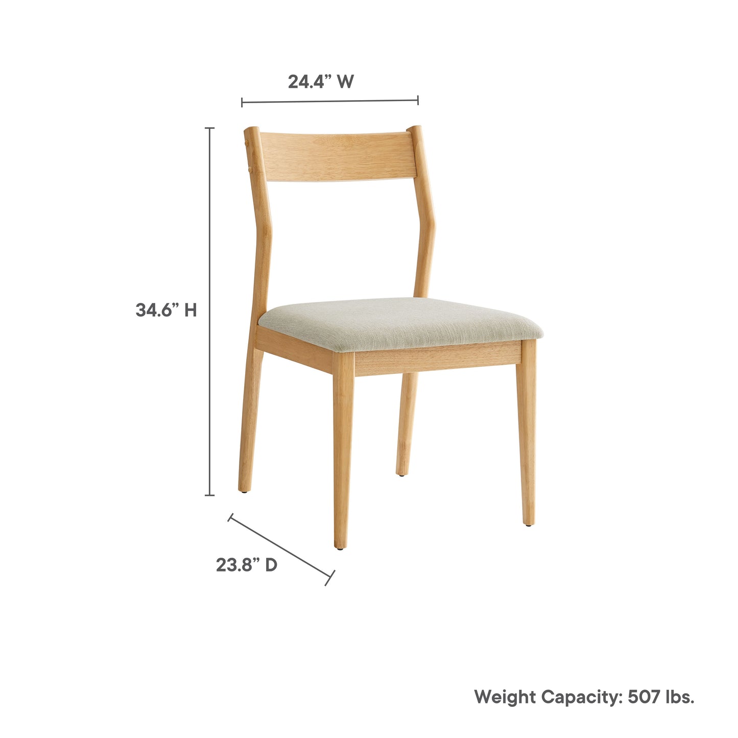 Solara Fabric and Vegan Leather Wood Dining Side Chairs Set of 2 by Modway