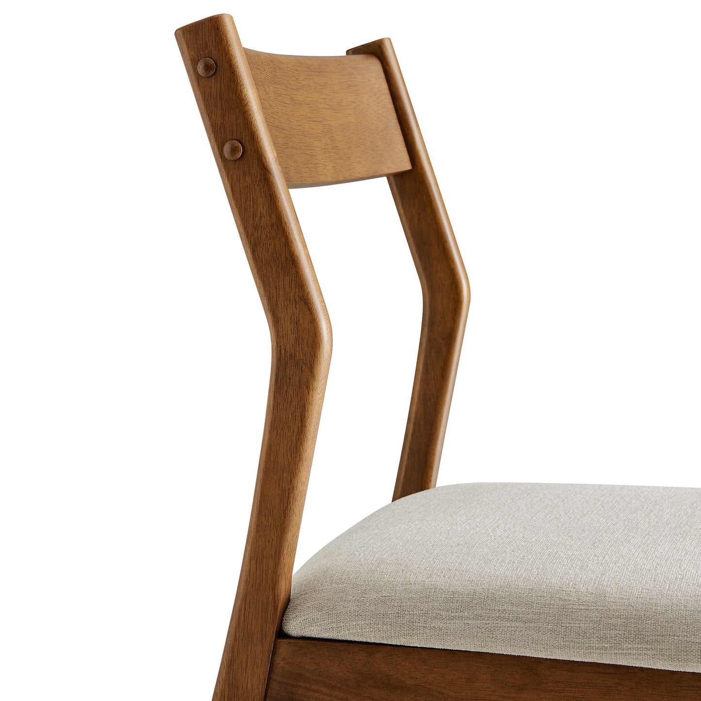 Solara Fabric and Vegan Leather Wood Dining Side Chairs Set of 2 by Modway