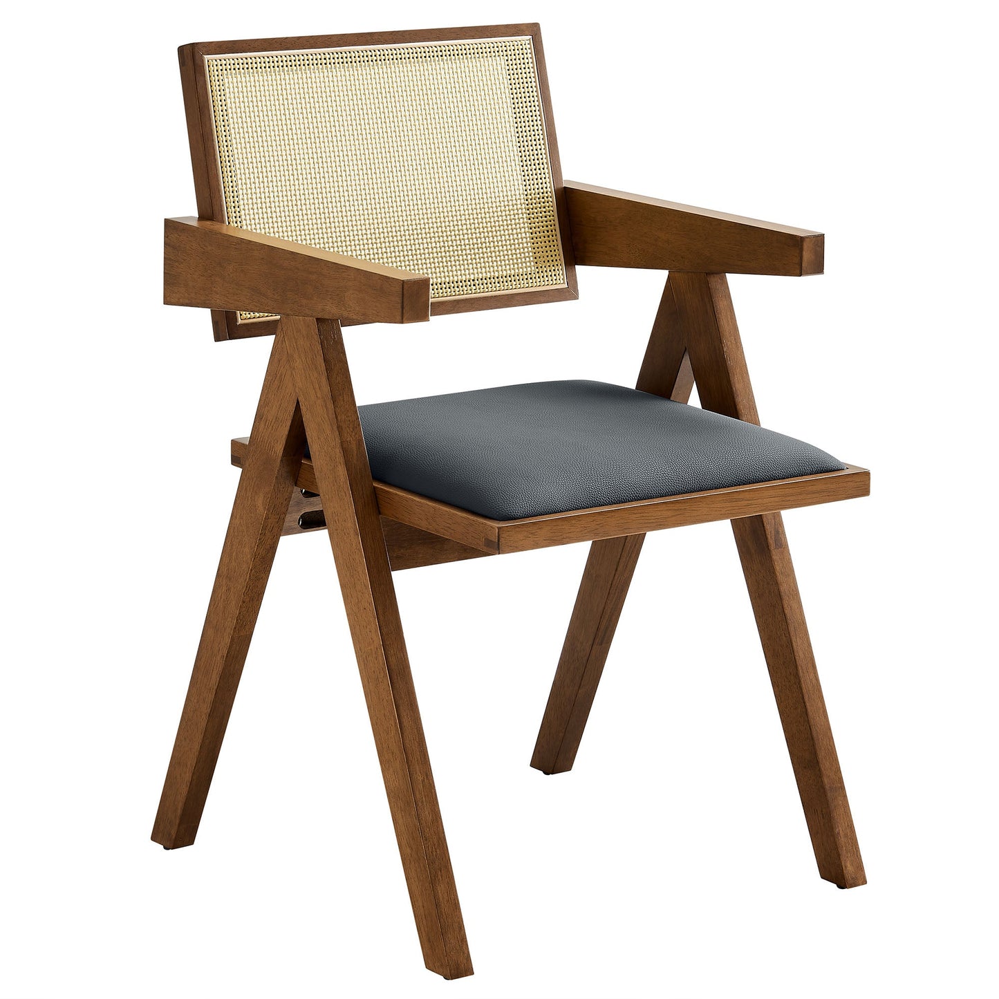 Thera Vegan Leather and Cane Dining Chairs and Armchairs Set of 2 by Modway