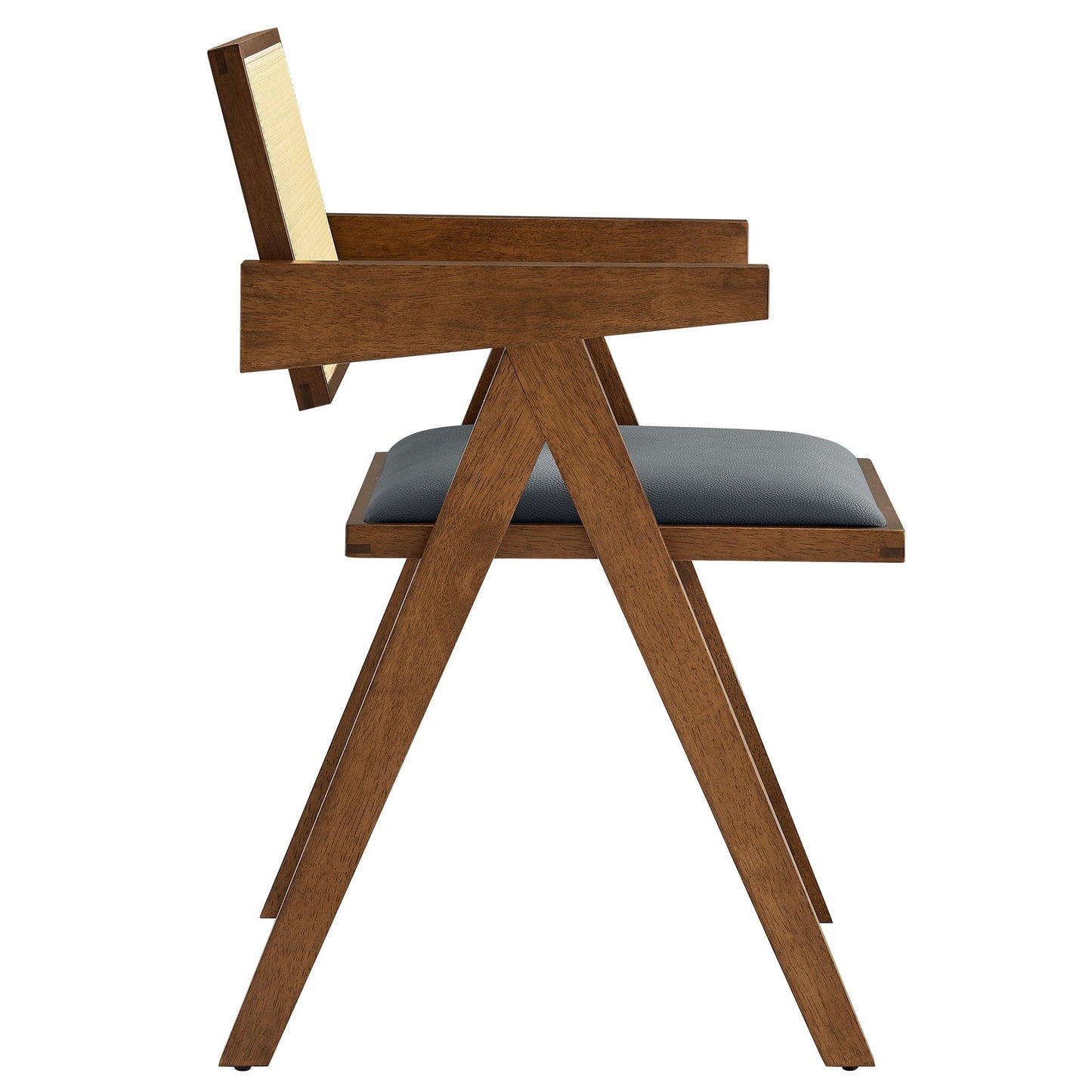 Thera Vegan Leather and Cane Dining Chairs and Armchairs Set of 2 by Modway