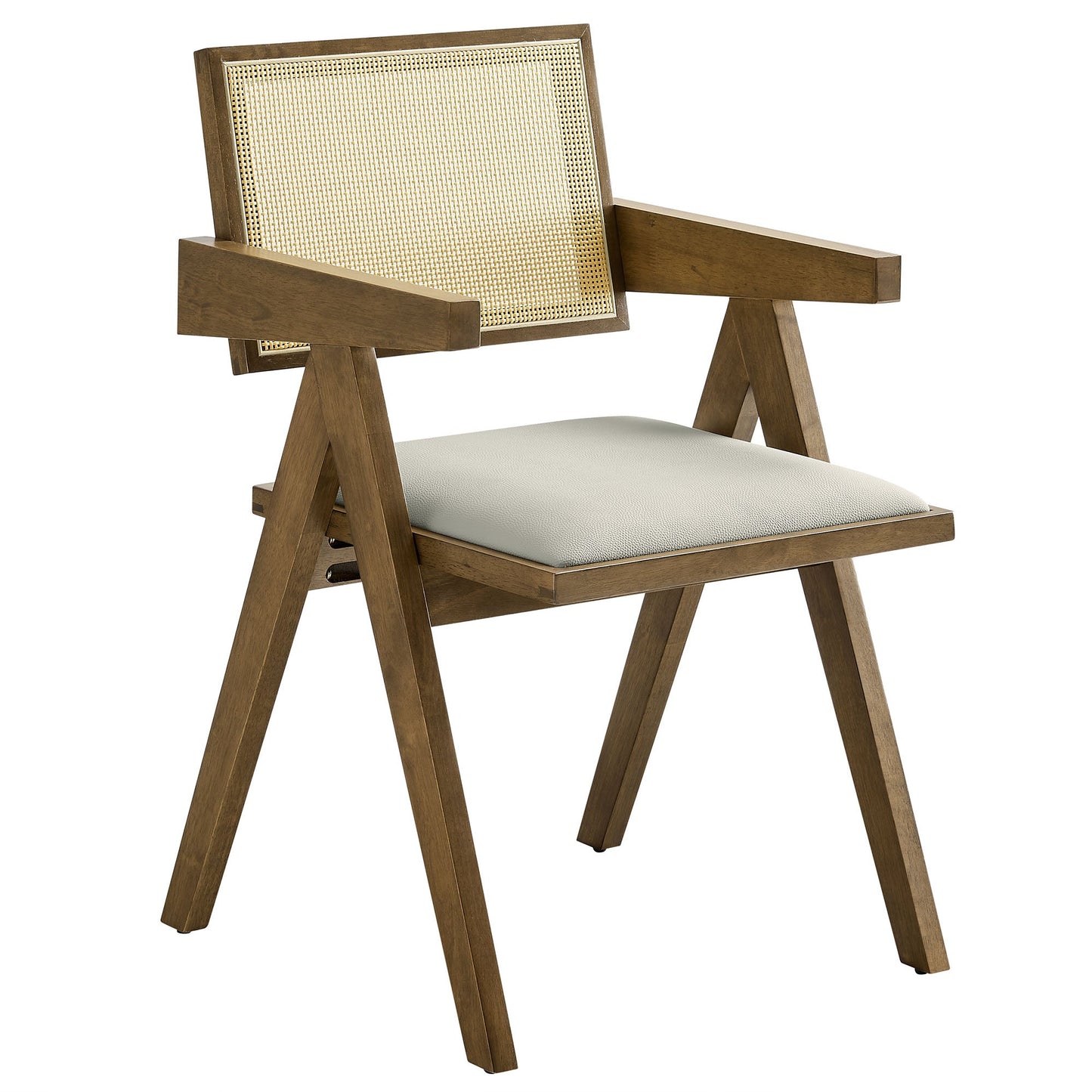 Thera Vegan Leather and Cane Dining Chairs and Armchairs Set of 2 by Modway