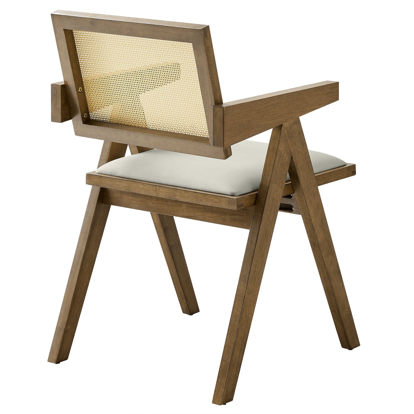 Thera Vegan Leather and Cane Dining Chairs and Armchairs Set of 2 by Modway