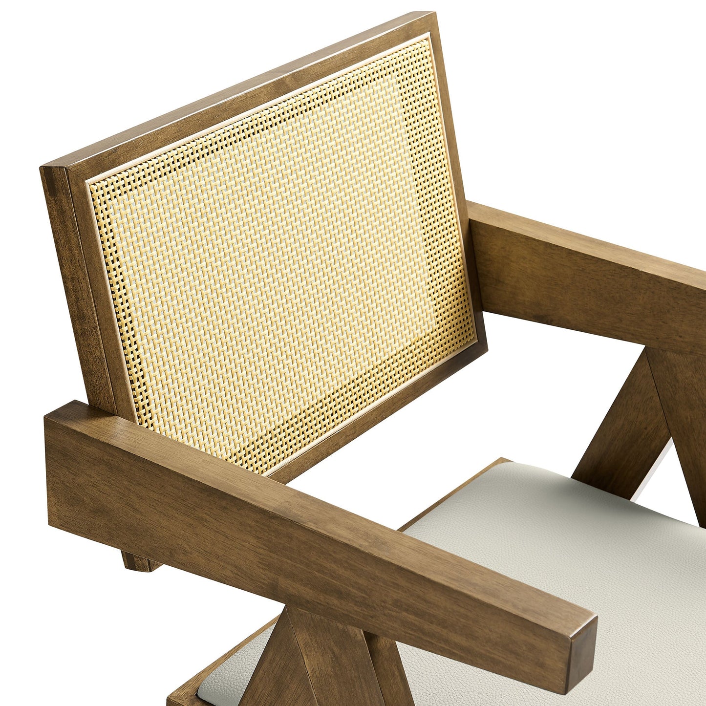 Thera Vegan Leather and Cane Dining Chairs and Armchairs Set of 2 by Modway