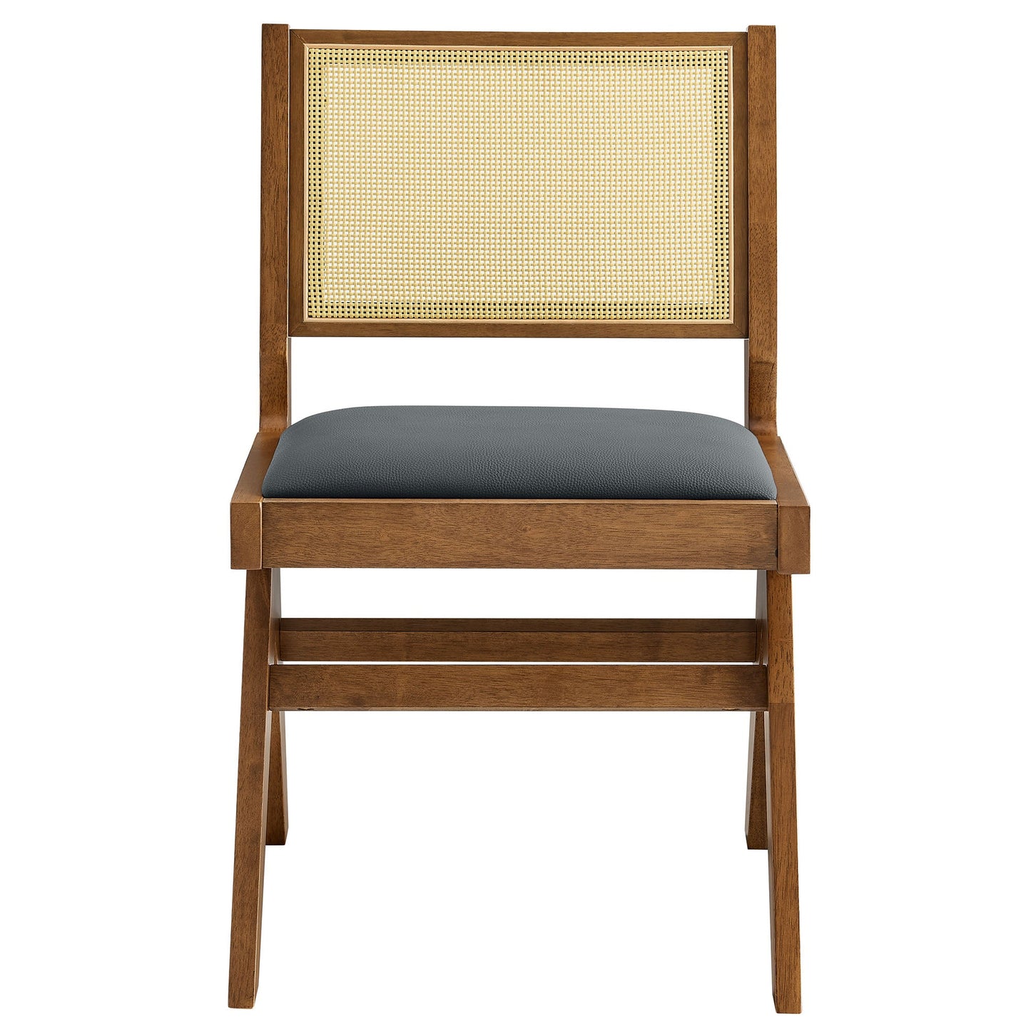 Thera Vegan Leather and Cane Dining Chairs and Armchairs Set of 2 by Modway