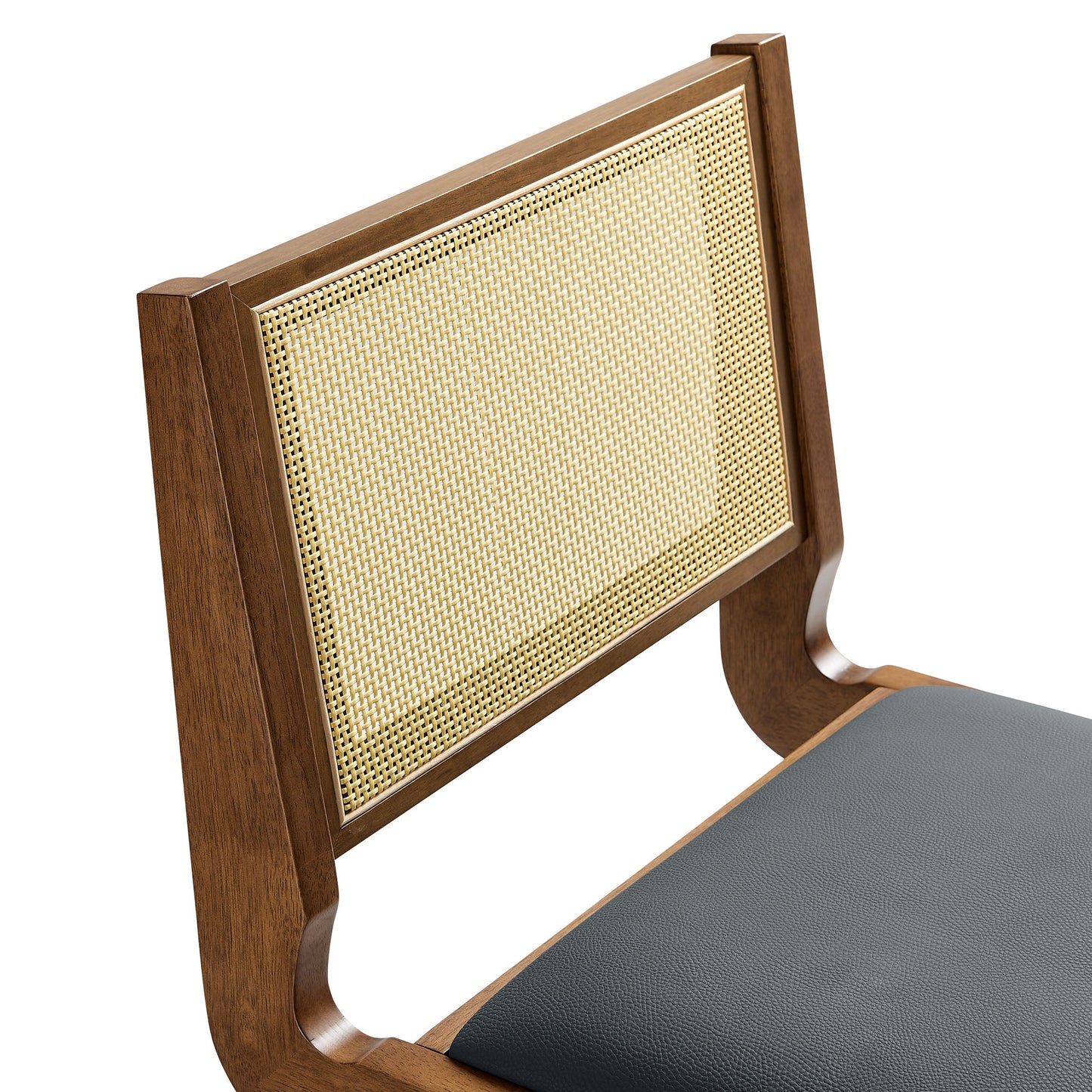 Thera Vegan Leather and Cane Dining Chairs and Armchairs Set of 2 by Modway