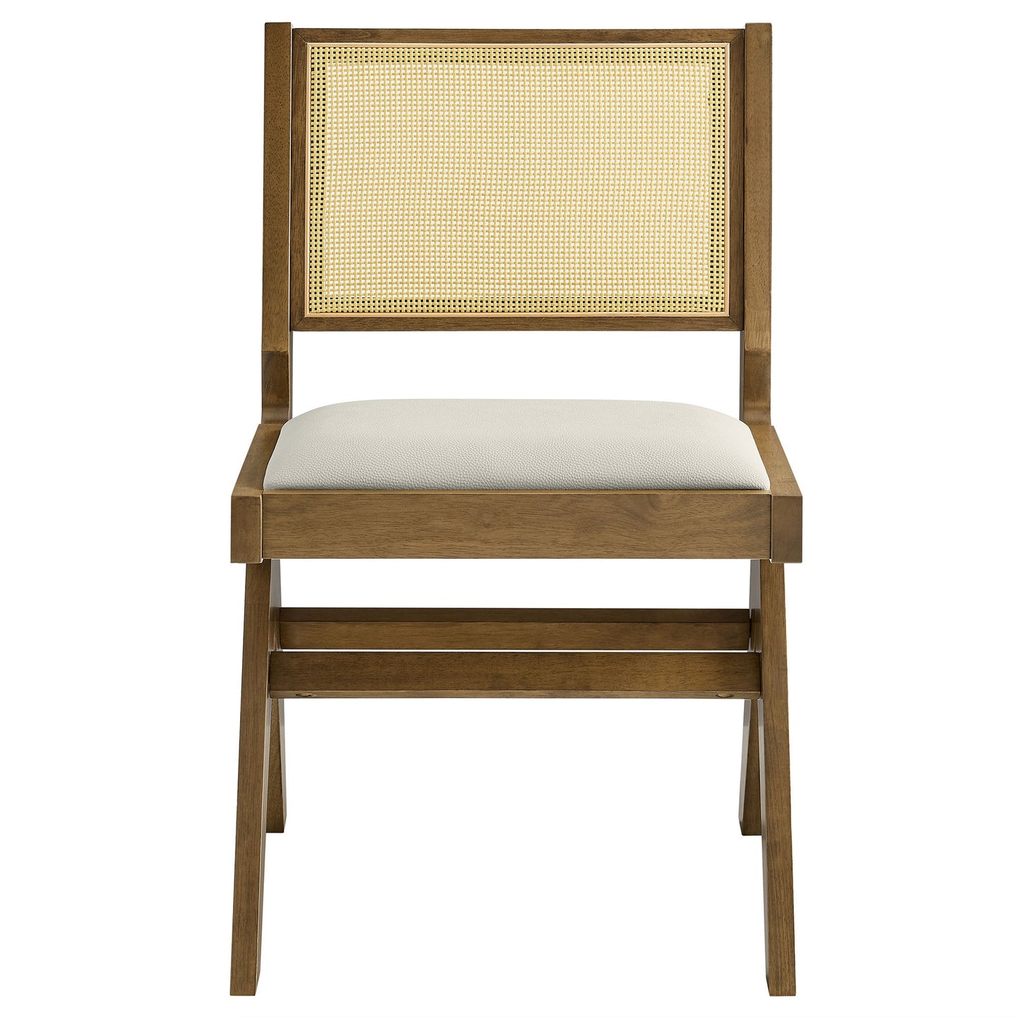 Thera Vegan Leather and Cane Dining Chairs and Armchairs Set of 2 by Modway