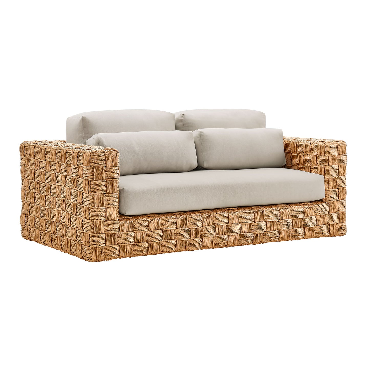 Thames 4-Piece Outdoor Patio Wicker Outdoor Patio Rattan Furniture Set by Modway EEI-7135-NAT-LGR