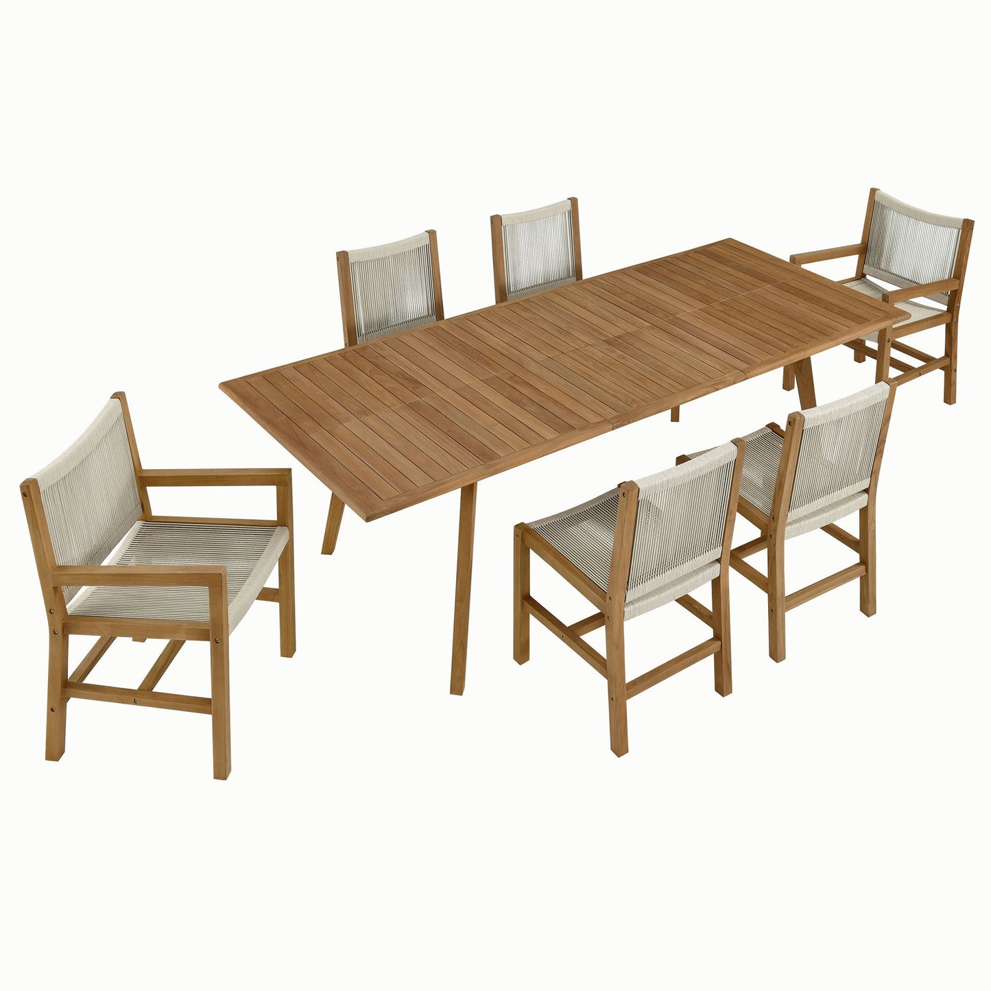 Vienna 7-Piece Outdoor Patio Teak and Rope Dining Set by Modway EEI-6928-NAT-NAT