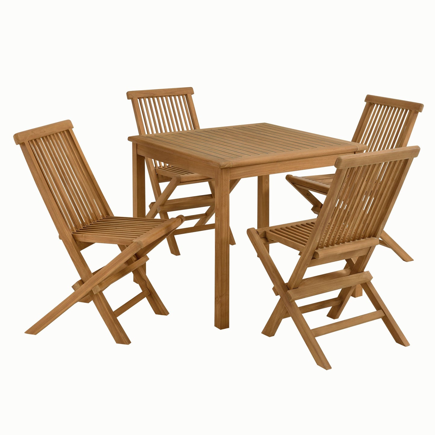 Vienna 5-Piece Outdoor Patio Teak Wood Dining Set with Folding Chairs by Modway EEI-6931-NAT-NAT