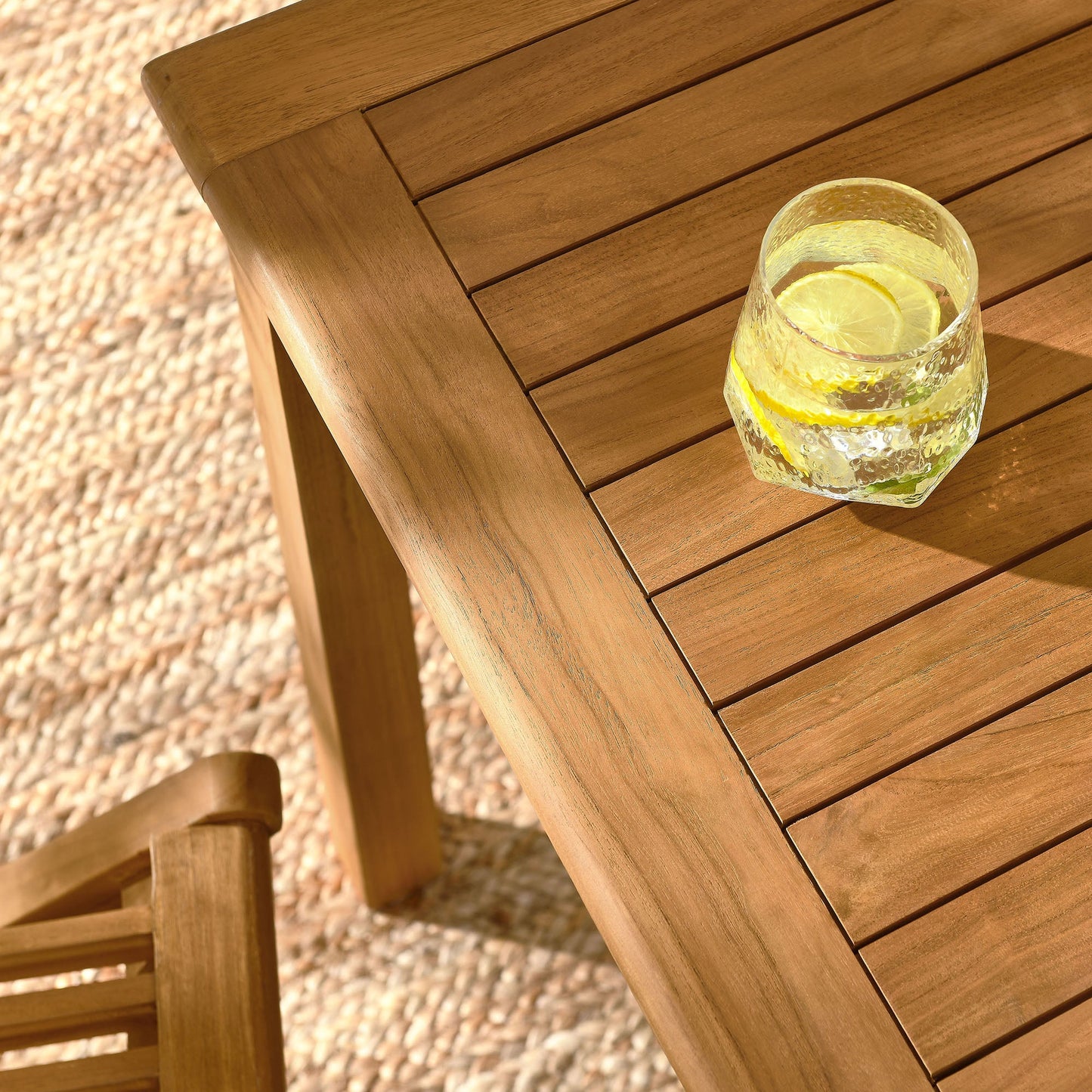 Vienna 5-Piece Outdoor Patio Teak Wood Dining Set with Folding Chairs by Modway EEI-6931-NAT-NAT