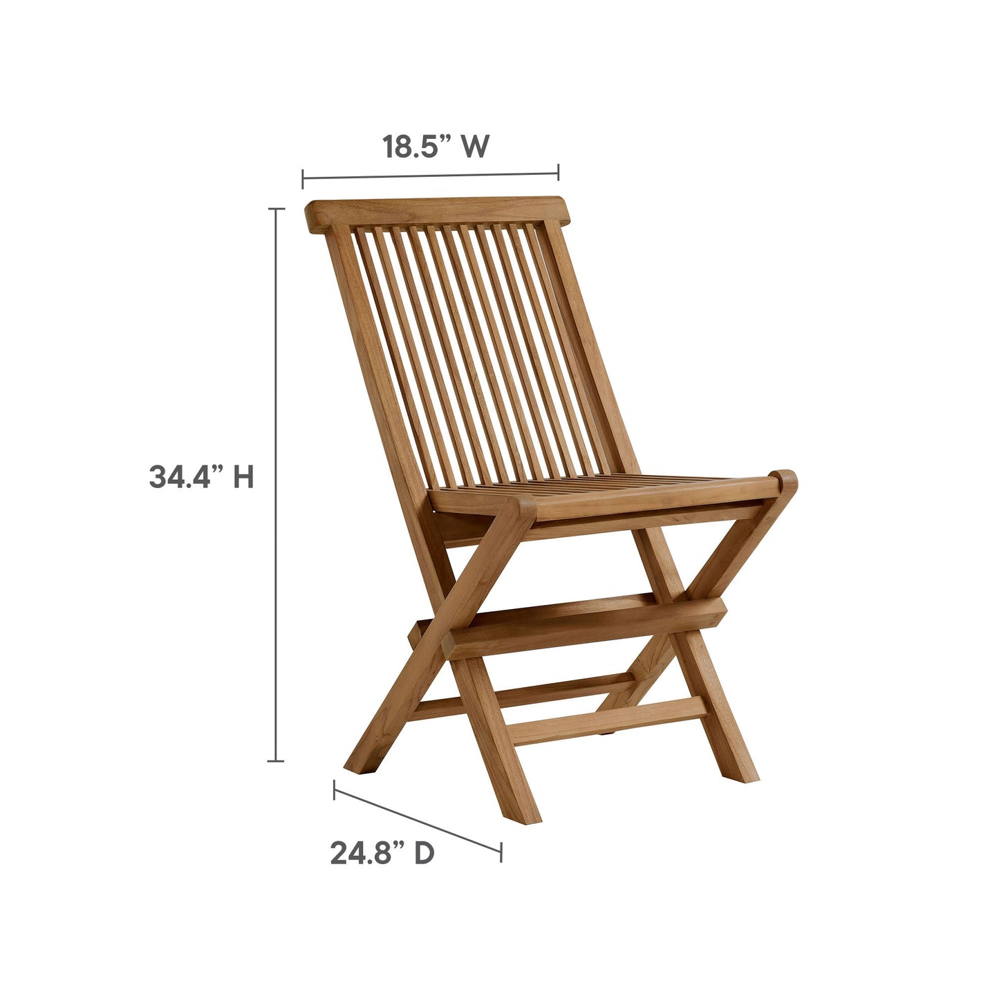 Vienna 5-Piece Outdoor Patio Teak Wood Dining Set with Folding Chairs by Modway EEI-6931-NAT-NAT