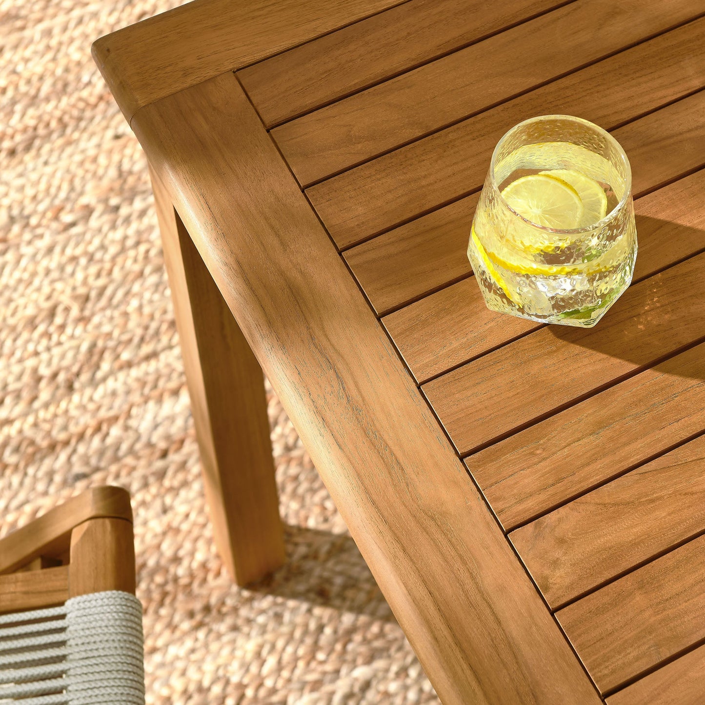 Vienna 5-Piece Outdoor Patio Teak Wood Dining Set with Rope Folding Chairs by Modway EEI-6932-NAT-NAT