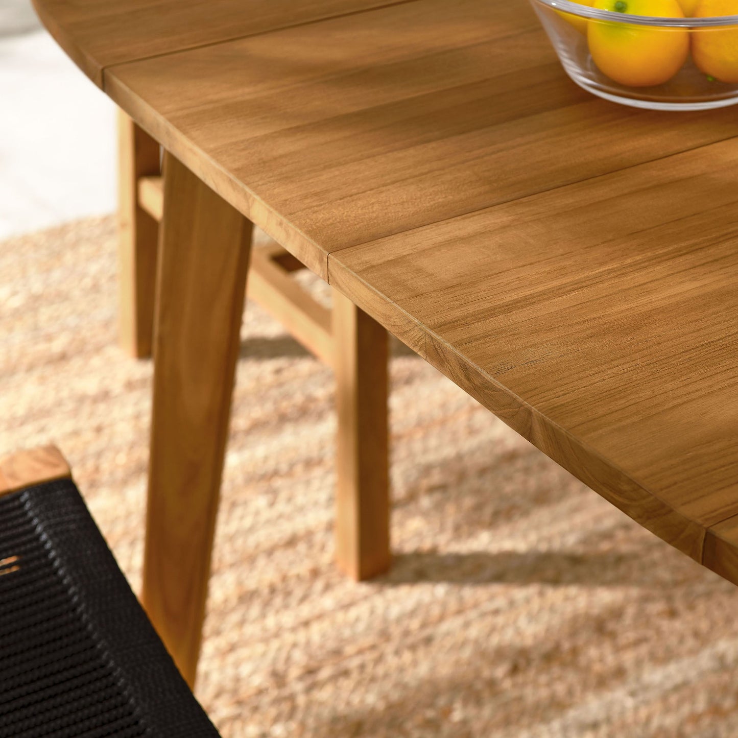 Vienna 5-Piece Outdoor Patio Teak and Rope Dining Set with Armless Chairs by Modway EEI-6934-NAT-BLK