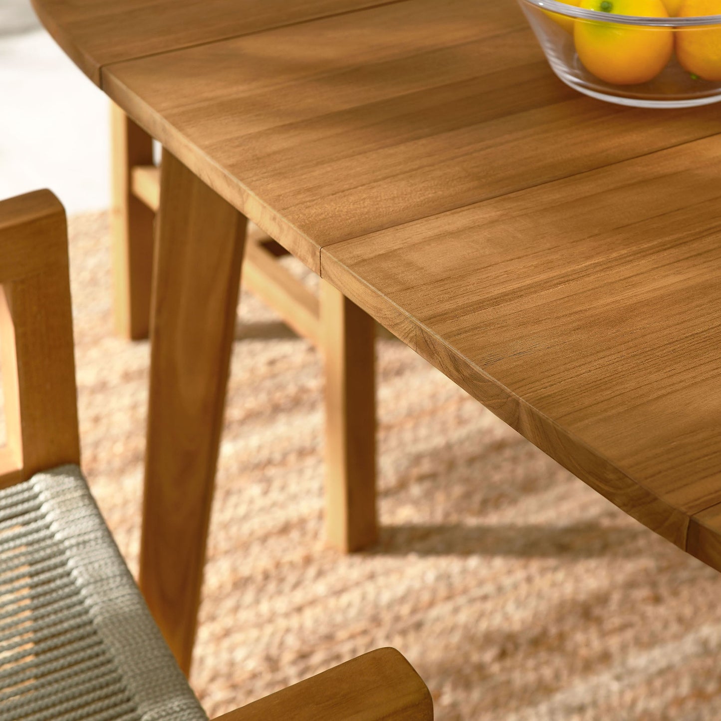 Vienna 5-Piece Outdoor Patio Teak and Rope Dining Set with Armchairs by Modway EEI-6935-NAT-NAT