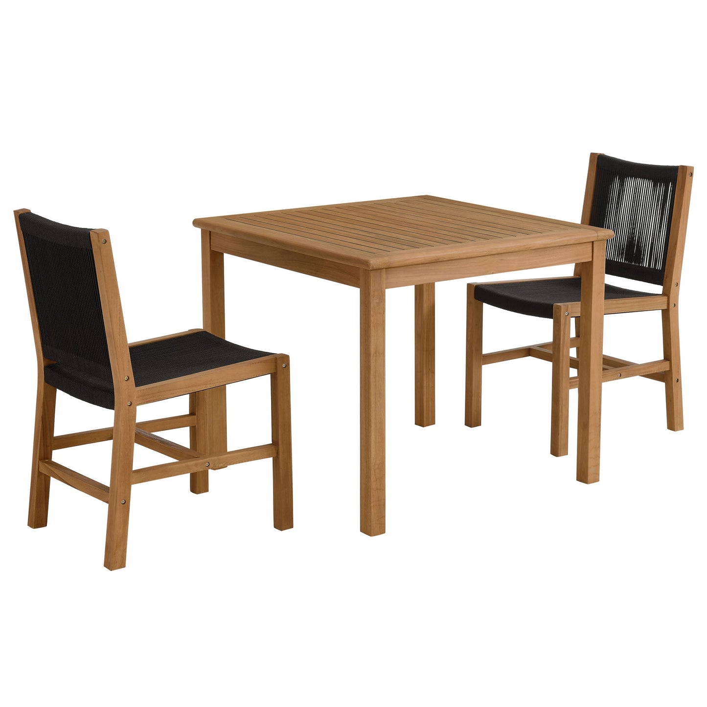 Vienna 3-Piece Outdoor Patio Teak and Rope Dining Set with Armchairs and Armless Chairs by Modway