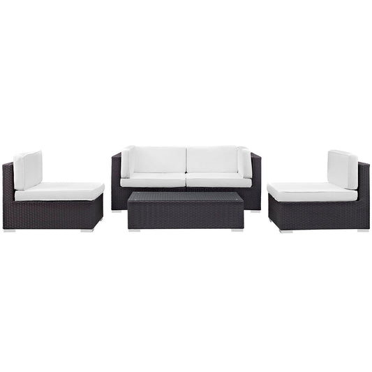 Camfora 5 Piece Outdoor Patio Sectional Set by Modway EEI-694-EXP-WHI-SET
