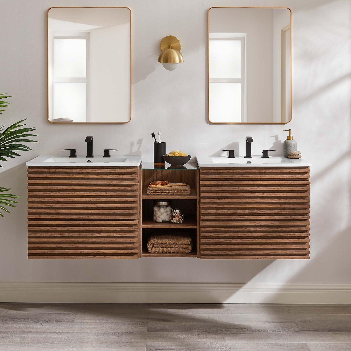 Render 62" Wall-Mount Double Sink Bathroom Vanity by Modway
